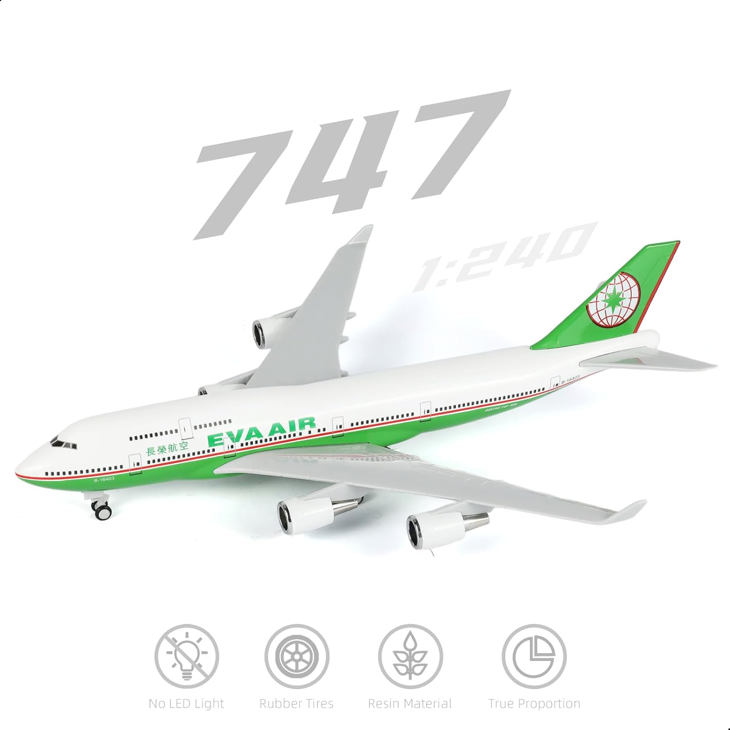 Model Kit Eva - ชุดประกอบโมเดลเครื่องบิน EVA Air 747 ขนาด 30