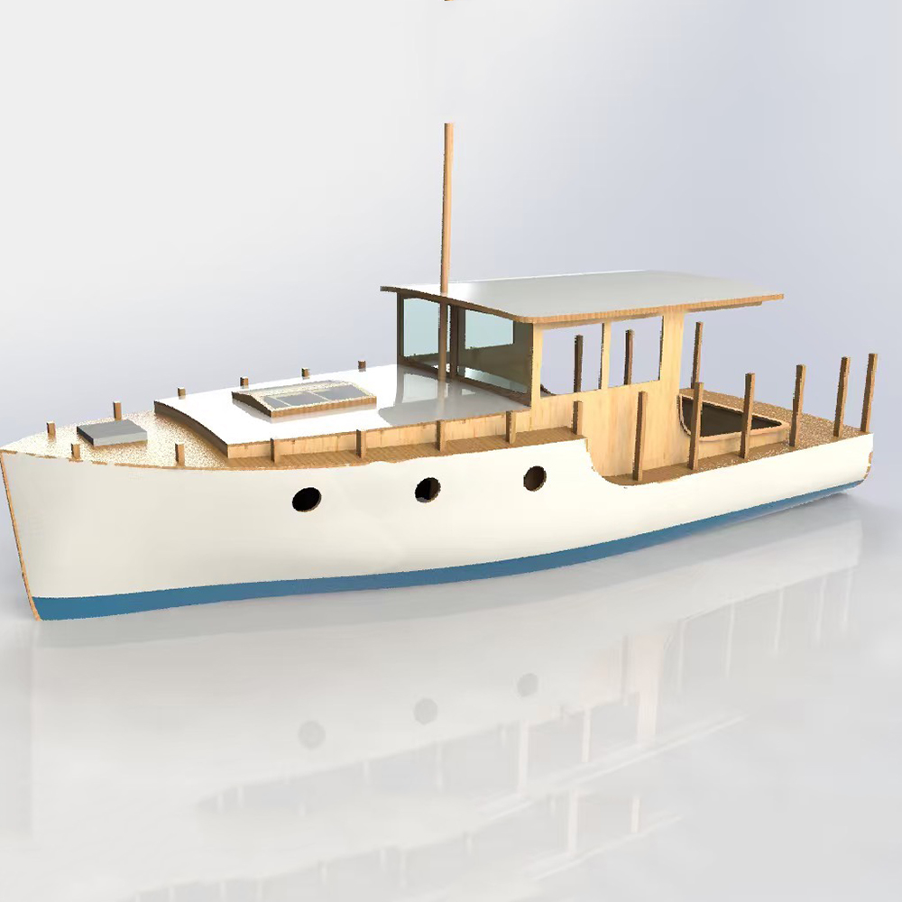 Model Kit Yacht - เรือบังคับวิทยุ 70 ซม. สไตล์ยุโรปคลาสสิก เรือยอชท์ขนาดเล็ก โครงสร้างไม้